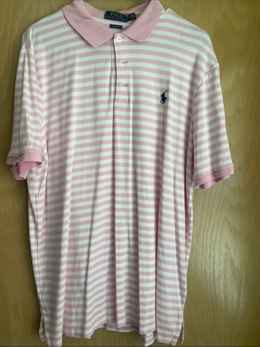 Polo by Ralph Lauren Light Pink & White Striped Polo Shirt